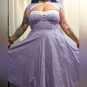 Hellbunny purple polkadot swing dress (L)